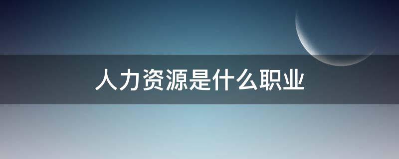 人力资源是什么职业（人力资源属于哪种职业）