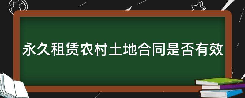 永久租赁农村土地合同是否有效（土地永久租赁合法吗）