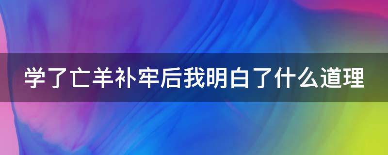 学了亡羊补牢后我明白了什么道理 学了亡羊补牢,我明白了