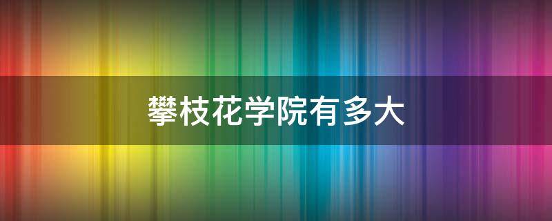 攀枝花学院有多大 攀枝花学院有多大面积