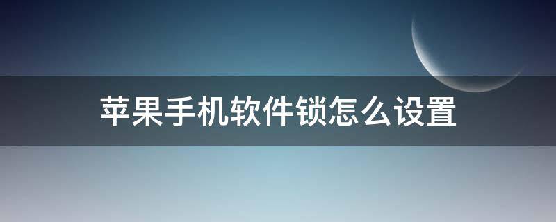 苹果手机软件锁怎么设置（苹果手机软件锁如何设置）