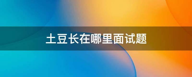 土豆长在哪里面试题（土豆长在哪里面试题怎么回答）