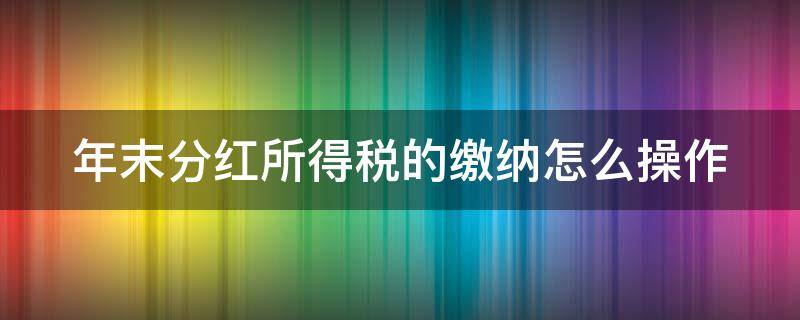 年末分红所得税的缴纳怎么操作（年末分红分录）