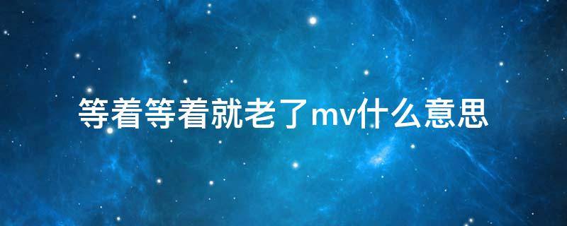 等着等着就老了mv什么意思（等着等着就老了mv女主角）