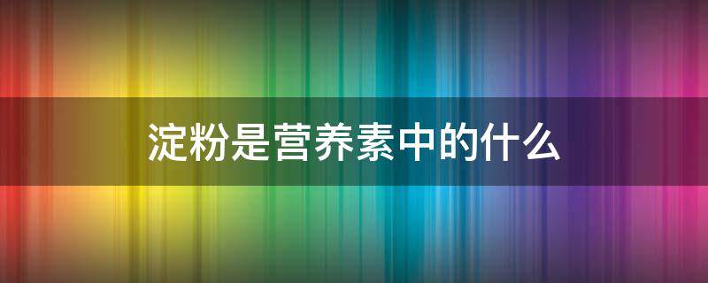 淀粉是营养素中的什么（淀粉属于营养素中的什么）