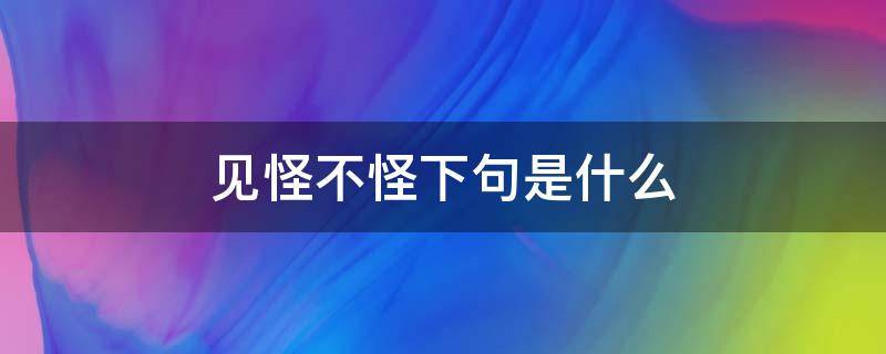 见怪不怪下句是什么（见怪不怪下一句是什么）