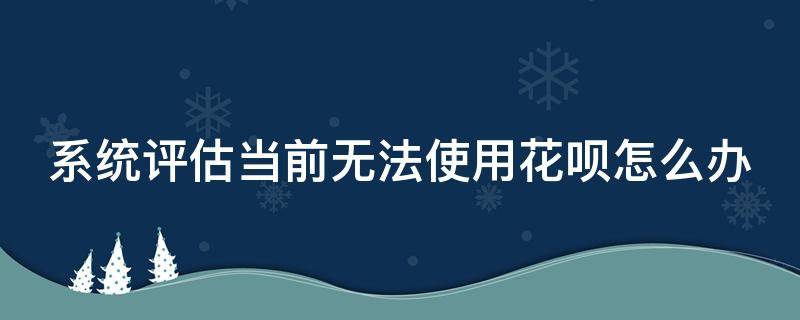 系统评估当前无法使用花呗怎么办