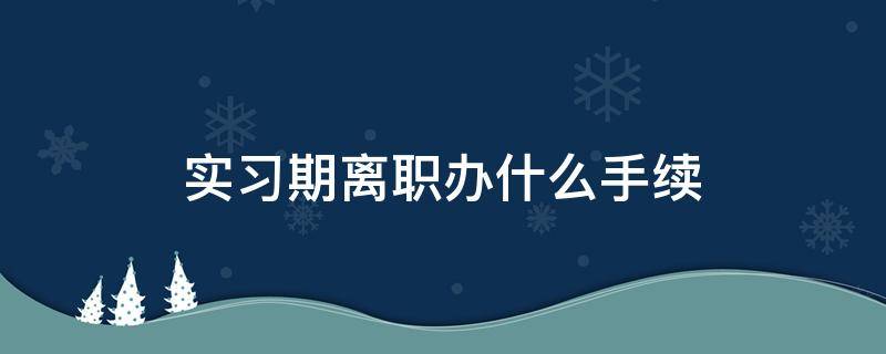 实习期离职办什么手续