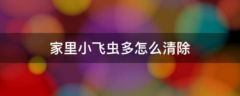 家里小飞虫多怎么清除 家里很多小飞虫怎么清除