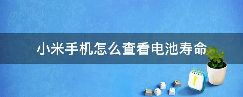 小米手机怎么查看电池寿命（小米手机怎么查看电池寿命百分比）