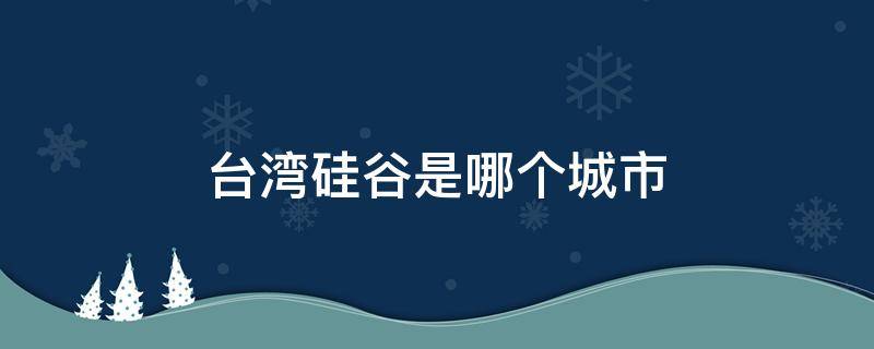 台湾硅谷是哪个城市（台湾省的硅谷是什么）