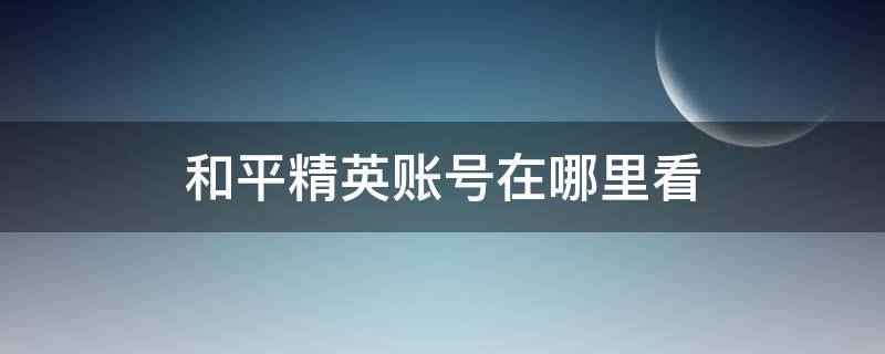 和平精英账号在哪里看（和平精英账号在哪里看微信）