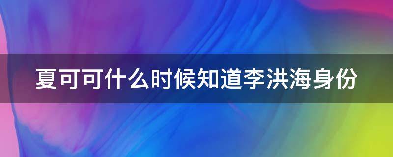 夏可可什么时候知道李洪海身份