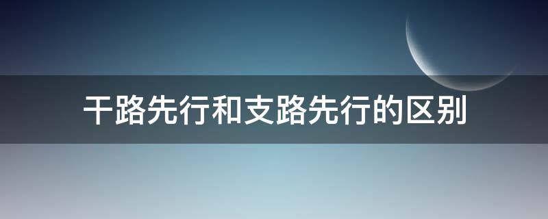 干路先行和支路先行的区别（干路先行和主路先行）