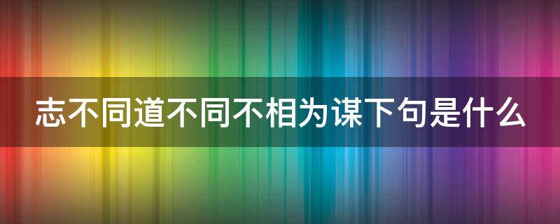 志不同道不同不相为谋下句是什么 志不同道不合,不相为谋,亦各从其志也