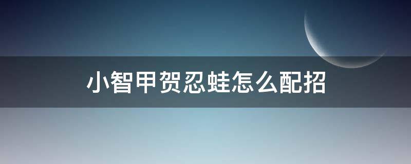 小智甲贺忍蛙怎么配招 小智版甲贺忍蛙怎么配招