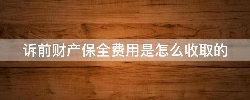 诉前财产保全费用是怎么收取的 诉前财产保全的保全费由谁负担