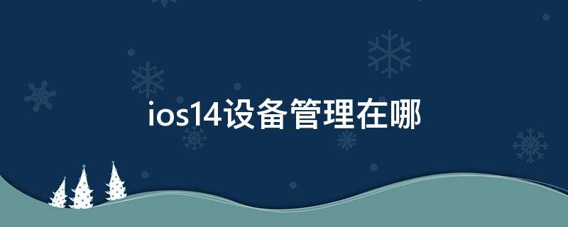 ios14设备管理在哪 ios14设备管理在哪找描述文件