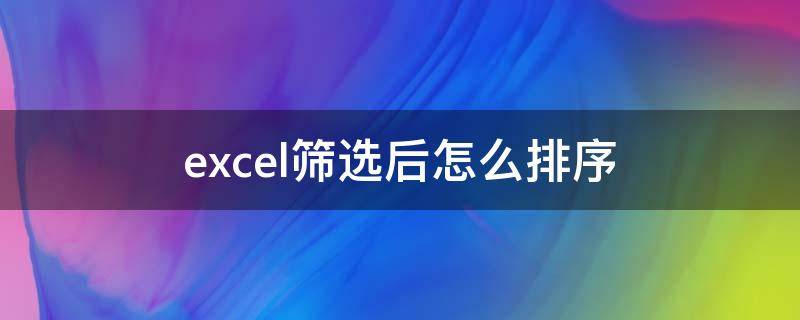 excel筛选后怎么排序（excel筛选后怎么排序123）