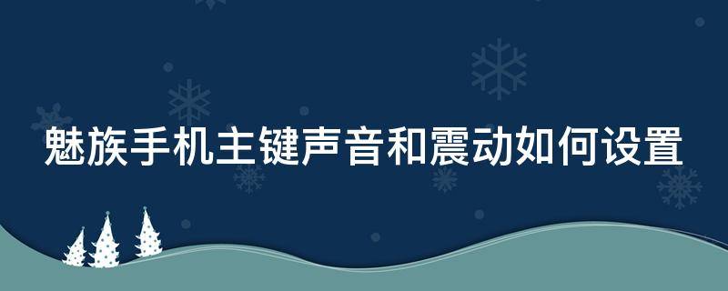 魅族手机主键声音和震动如何设置（魅族手机主键声音和震动如何设置一样）