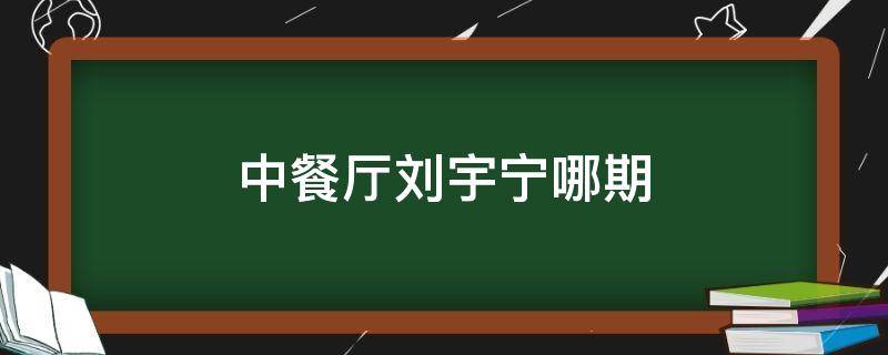 中餐厅刘宇宁哪期 中餐厅刘宇宁哪一期