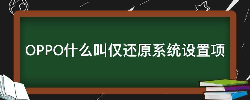 OPPO什么叫仅还原系统设置项（oppo手机仅还原系统设置项是什么意思）