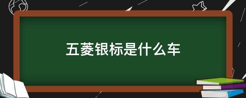 五菱银标是什么车 五菱银标车型