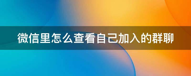 微信里怎么查看自己加入的群聊 微信中如何查看自己加入的群聊