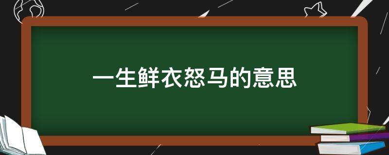 一生鲜衣怒马的意思 怒马鲜衣是什么意思?