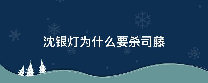 沈银灯为什么要杀司藤 司藤里的沈银灯到底怎么了