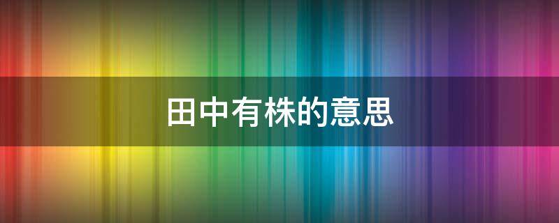 田中有株的意思 田中有株的株指的是什么