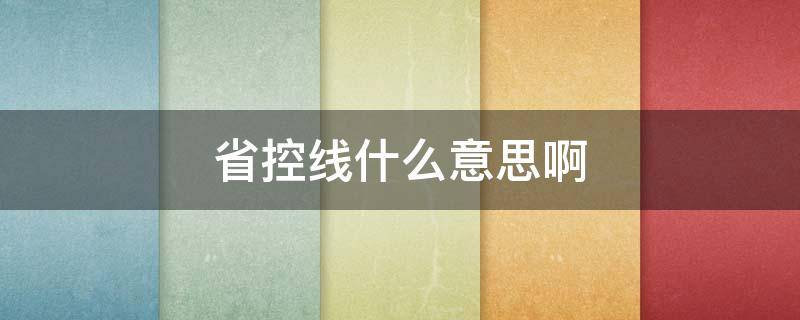 省控线什么意思啊 省控线是什