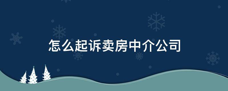 怎么起诉卖房中介公司 怎么投诉卖房子的中介