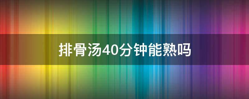 排骨汤40分钟能熟吗（排骨40分钟能炖熟嘛）