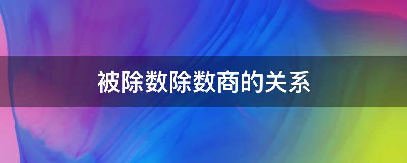 被除数除数商的关系 余数被除数除数商的关系