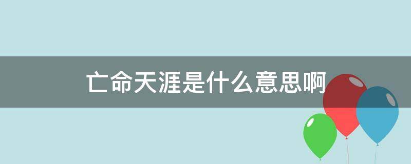 亡命天涯是什么意思啊 亡命天涯啥意思