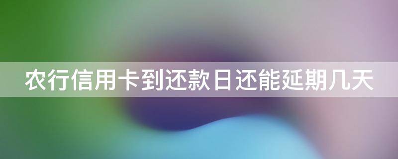 农行信用卡到还款日还能延期几天（农行信用卡到还款日还能延期几天吗）