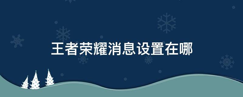 王者荣耀消息设置在哪（王者荣耀文字消息怎么设置）