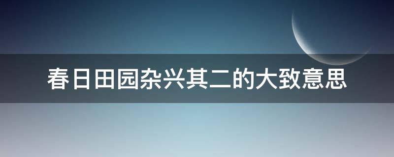 春日田园杂兴其二的大致意思（春日田园杂兴其二的大致意思减少）