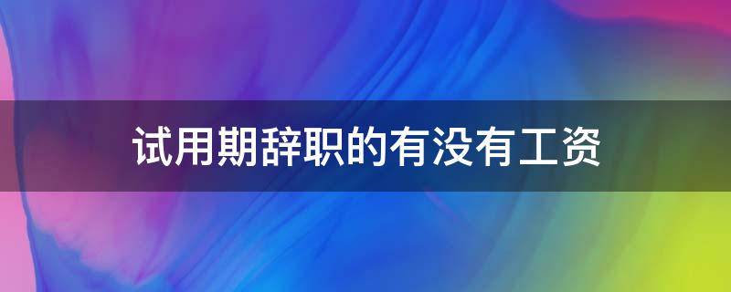 试用期辞职的有没有工资 试用期内辞职有没有工资