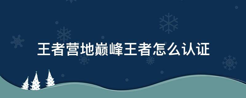 王者营地巅峰王者怎么认证（王者营地巅峰王者怎么认证2021）