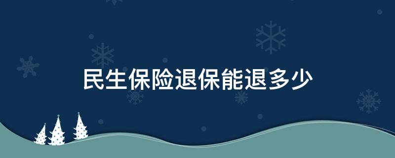 民生保险退保能退多少 民生保险退保能退多少钱