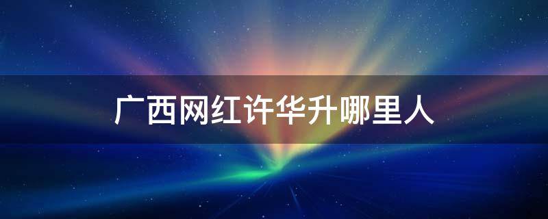 广西网红许华升哪里人 广西网红许华升那年出生