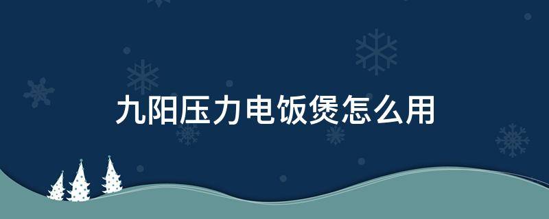 九阳压力电饭煲怎么用（九阳压力电饭煲怎么用视频）