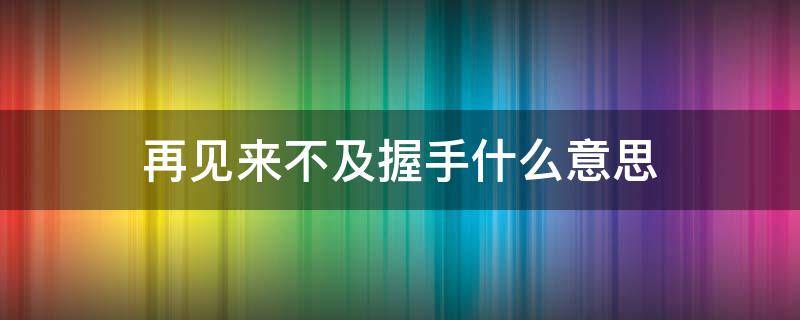 再见来不及握手什么意思（再见来不及握手）