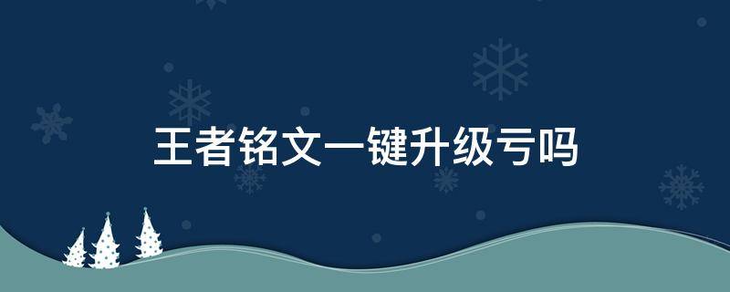 王者铭文一键升级亏吗 王者荣耀铭文一个一个升级还是一键升级