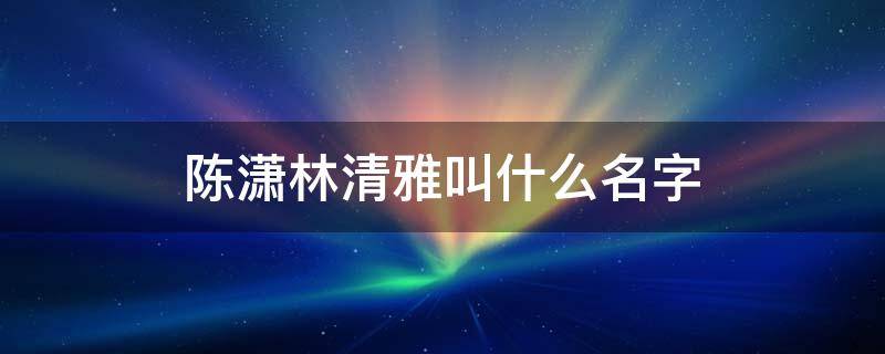 陈潇林清雅叫什么名字 陈潇林清雅是什么书里的人物