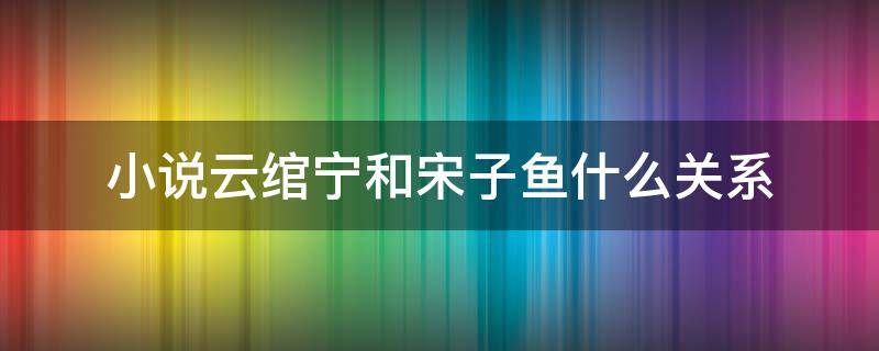 小说云绾宁和宋子鱼什么关系（小说中宋子鱼和云绾宁什么关系）