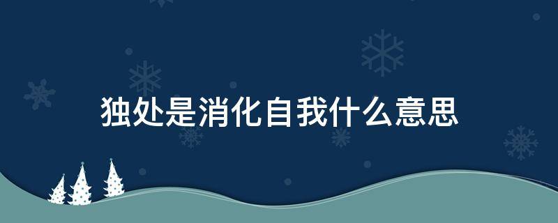 独处是消化自我什么意思 独处就是我消化世界