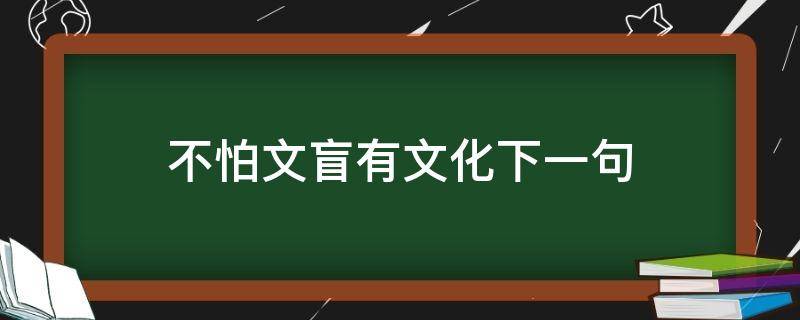 不怕文盲有文化下一句（不怕文盲没文化）